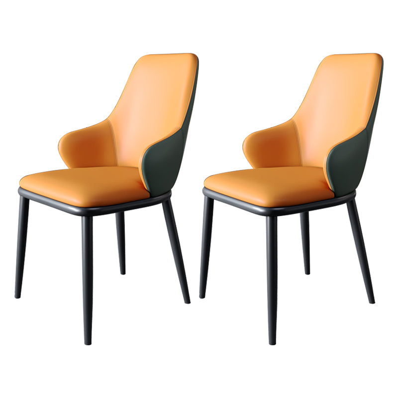 Minimalist Style Leather Dining Chairs Solid Back Upholstered Side Chair for Home