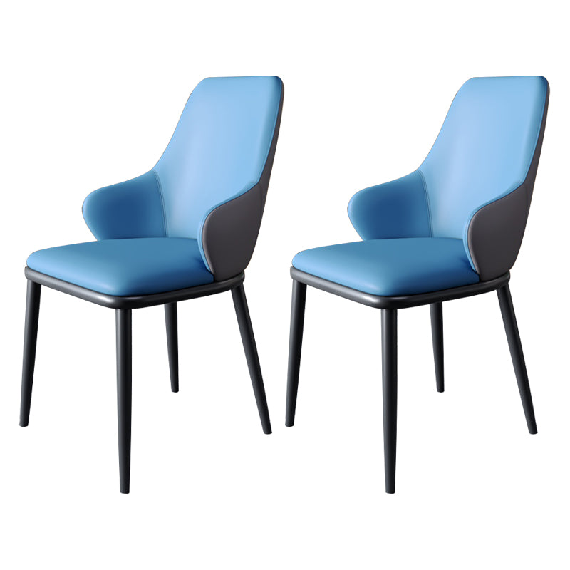Minimalist Style Leather Dining Chairs Solid Back Upholstered Side Chair for Home