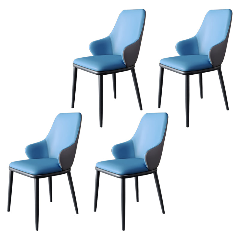 Minimalist Style Leather Dining Chairs Solid Back Upholstered Side Chair for Home