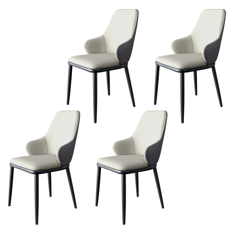 Minimalist Style Leather Dining Chairs Solid Back Upholstered Side Chair for Home