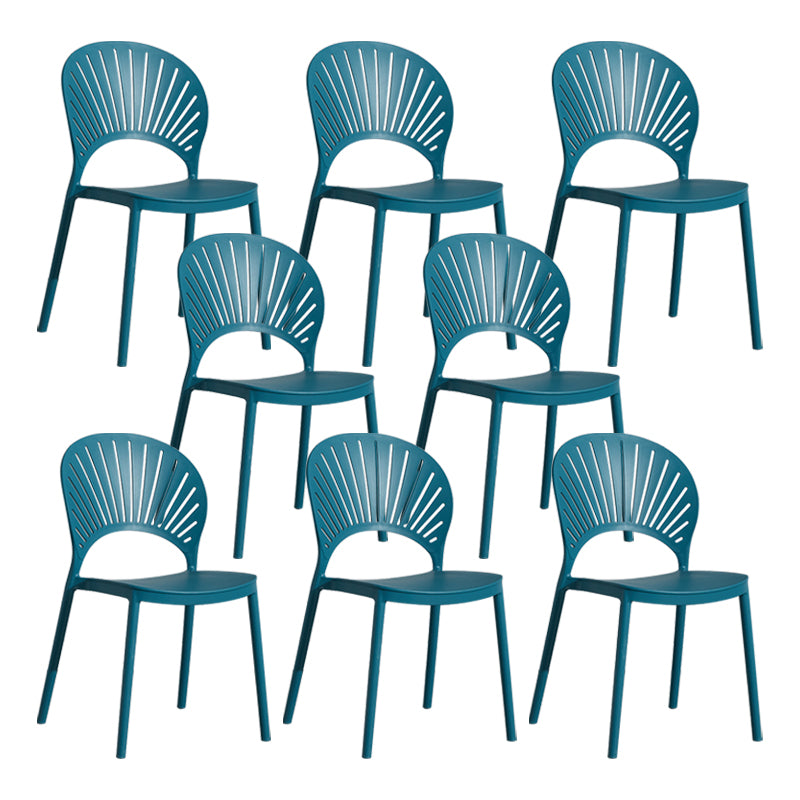 Scandinavian Plastic Armless Dining Chairs Indoor Stackable Side Chairs