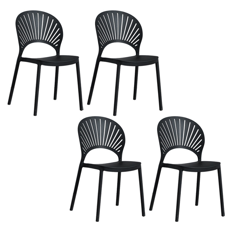 Scandinavian Plastic Armless Dining Chairs Indoor Stackable Side Chairs