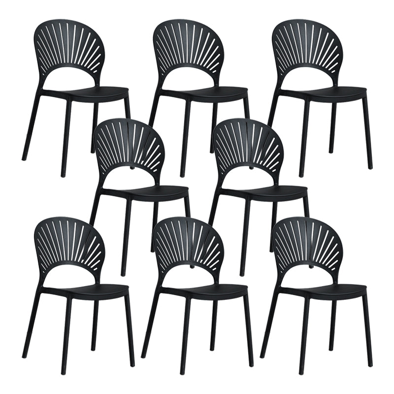 Scandinavian Plastic Armless Dining Chairs Indoor Stackable Side Chairs