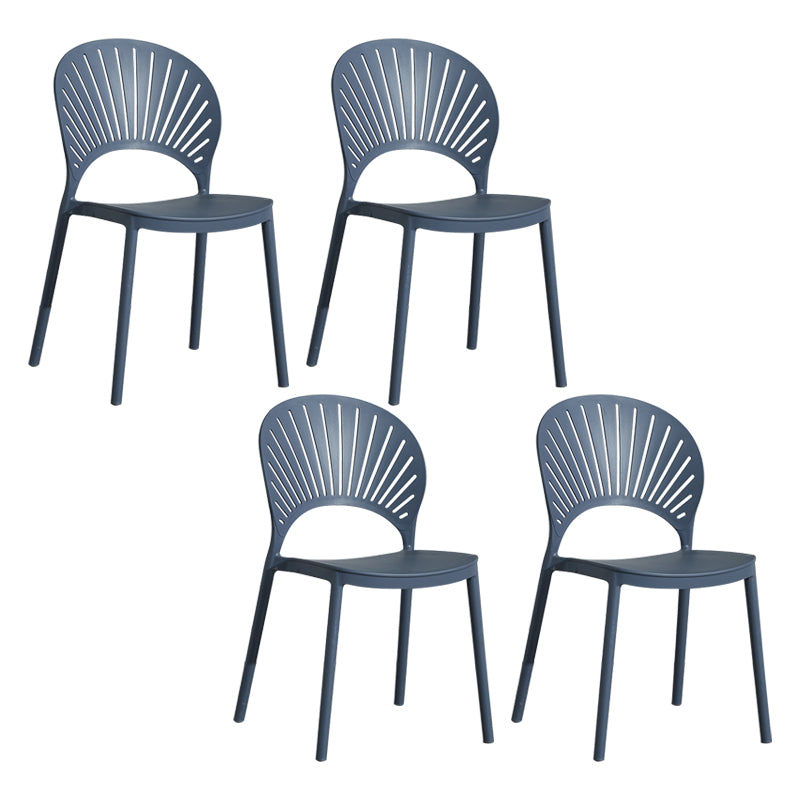 Scandinavian Plastic Armless Dining Chairs Indoor Stackable Side Chairs