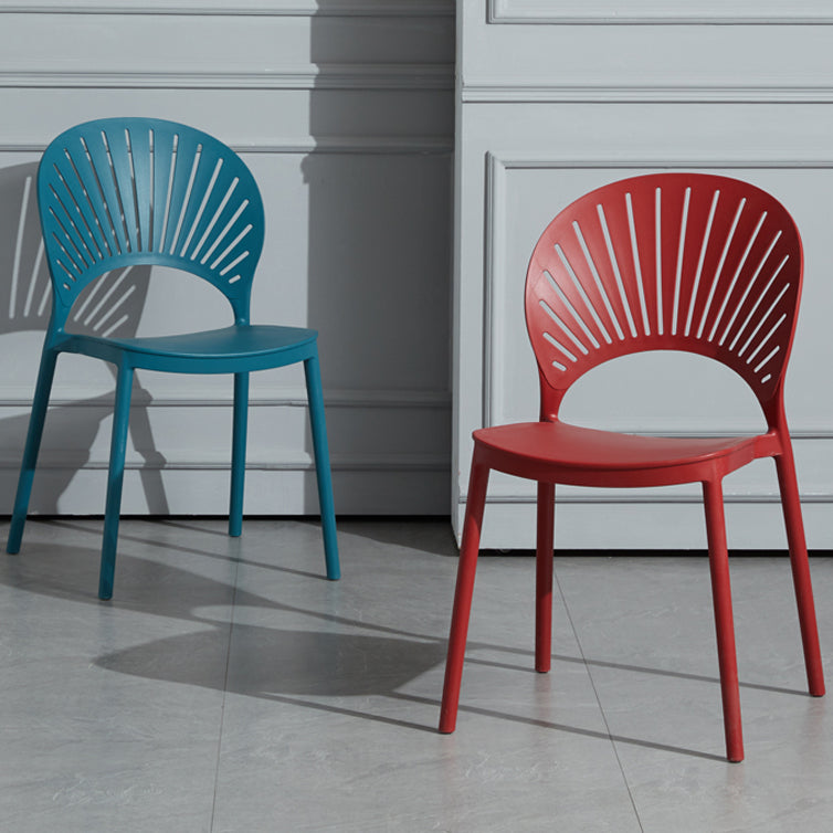 Scandinavian Plastic Armless Dining Chairs Indoor Stackable Side Chairs