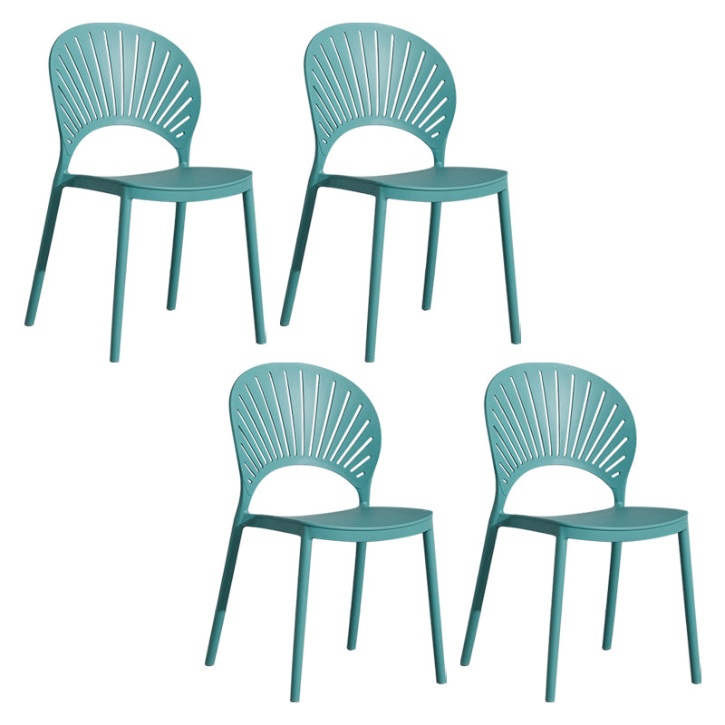 Scandinavian Plastic Armless Dining Chairs Indoor Stackable Side Chairs