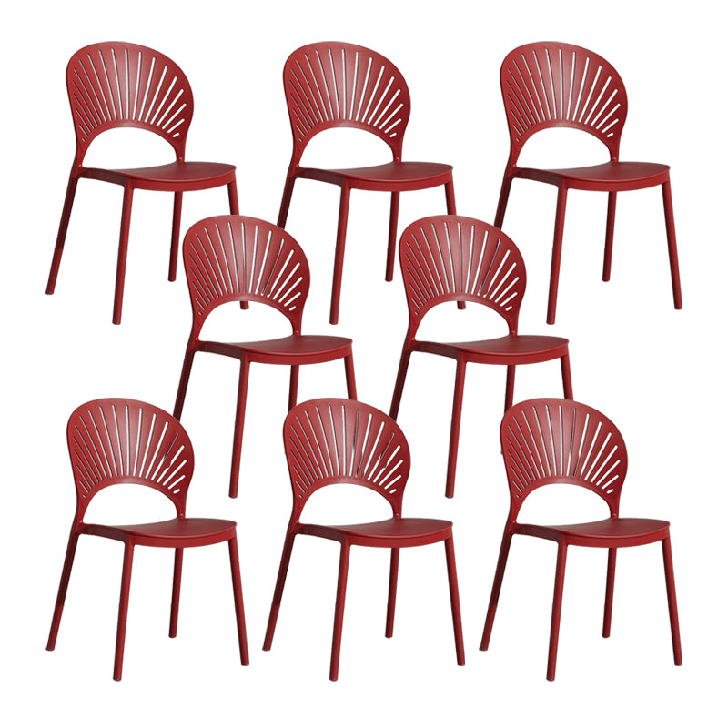 Scandinavian Plastic Armless Dining Chairs Indoor Stackable Side Chairs