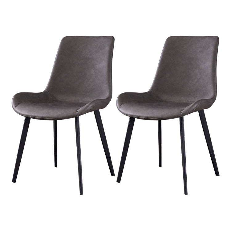 Industrial Style Leather Dining Chairs Solid Back Armless Side Chairs for Home Use