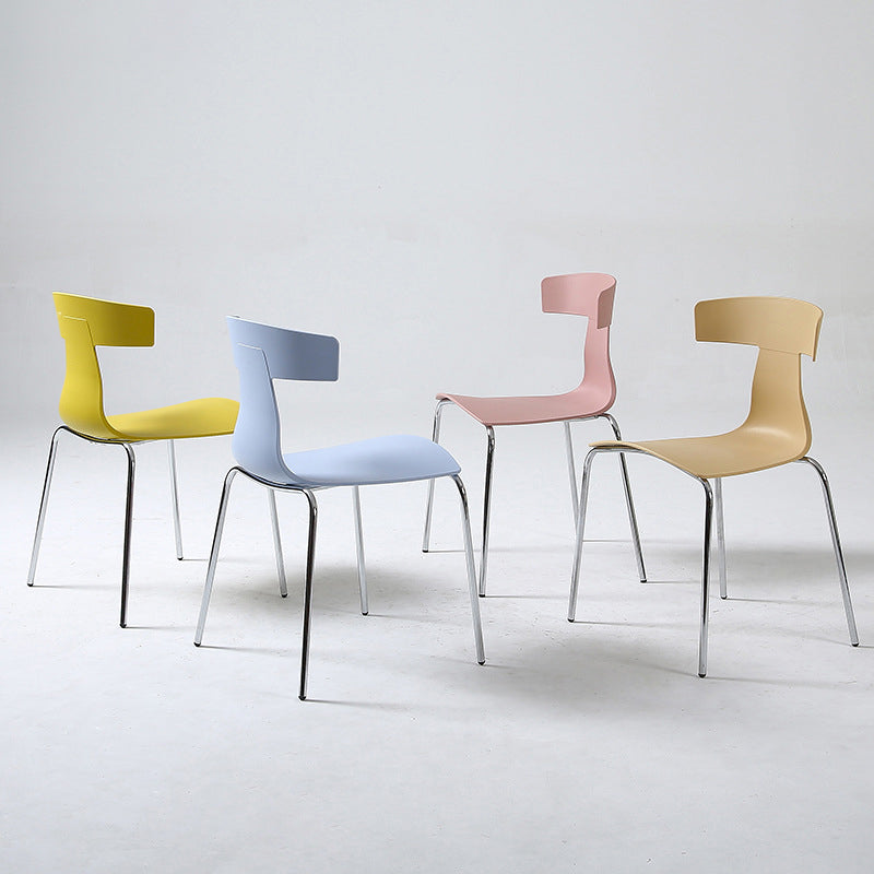 Contemporary Style Metal Chair Set Slat Back Side Kitchen Dining Chair