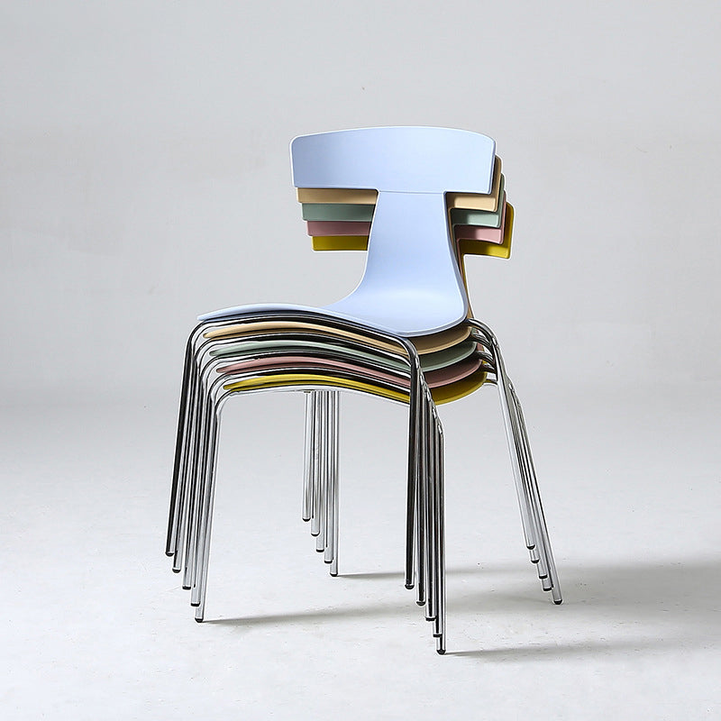 Contemporary Style Metal Chair Set Slat Back Side Kitchen Dining Chair