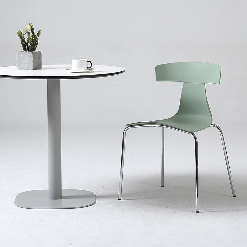 Contemporary Style Metal Chair Set Slat Back Side Kitchen Dining Chair