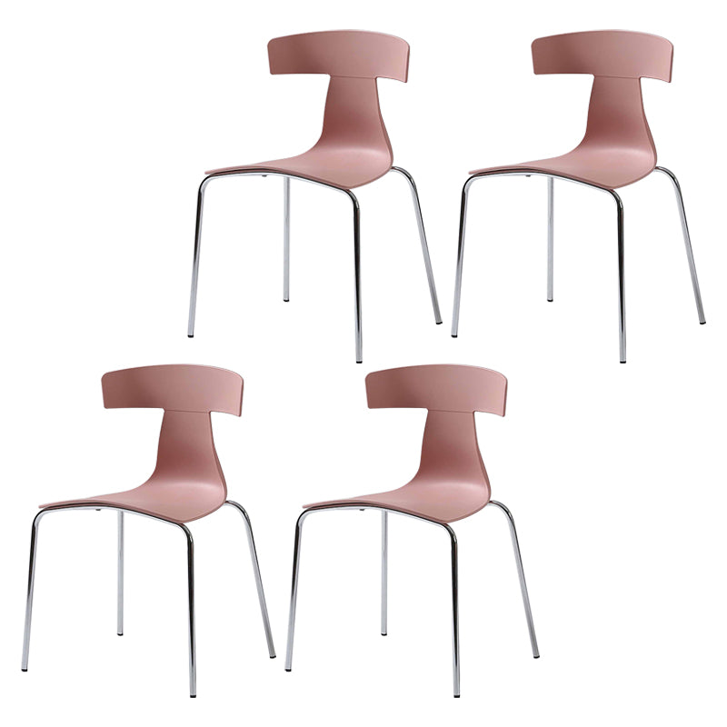 Contemporary Style Metal Chair Set Slat Back Side Kitchen Dining Chair