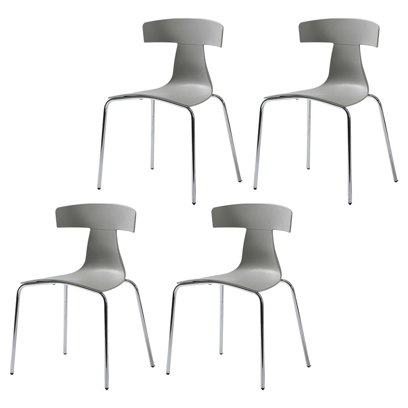 Contemporary Style Metal Chair Set Slat Back Side Kitchen Dining Chair