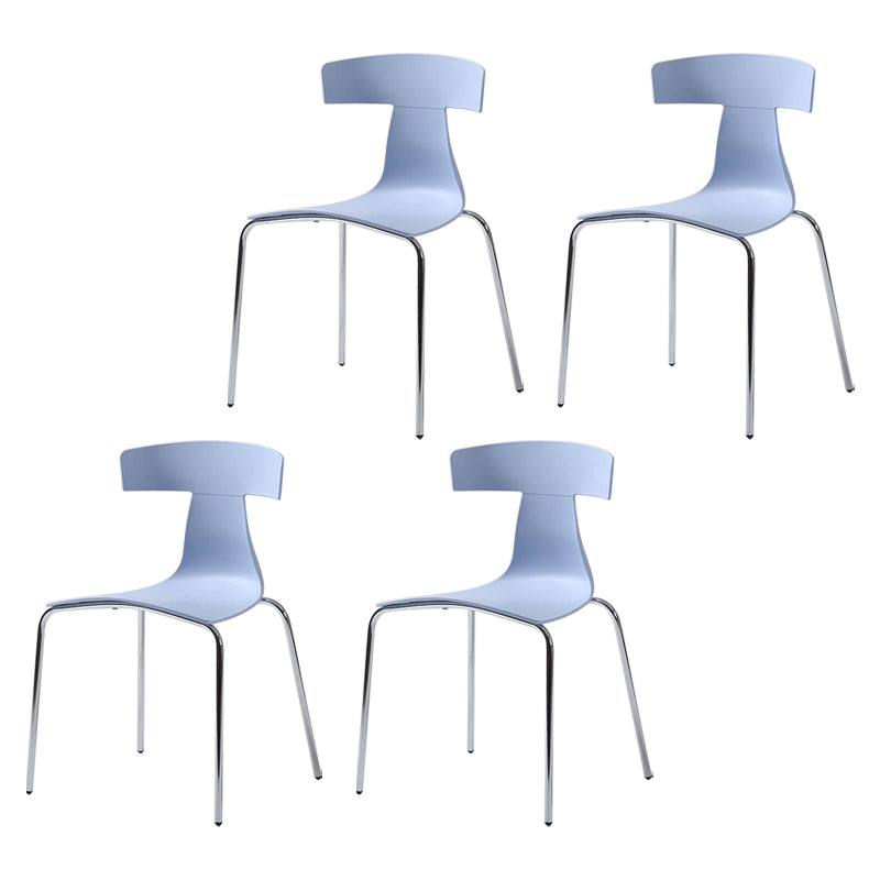 Contemporary Style Metal Chair Set Slat Back Side Kitchen Dining Chair