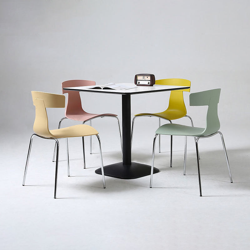 Contemporary Style Metal Chair Set Slat Back Side Kitchen Dining Chair