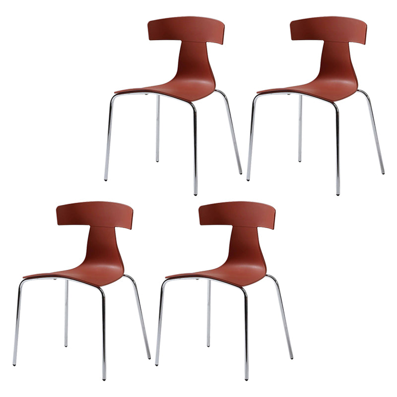 Contemporary Style Metal Chair Set Slat Back Side Kitchen Dining Chair
