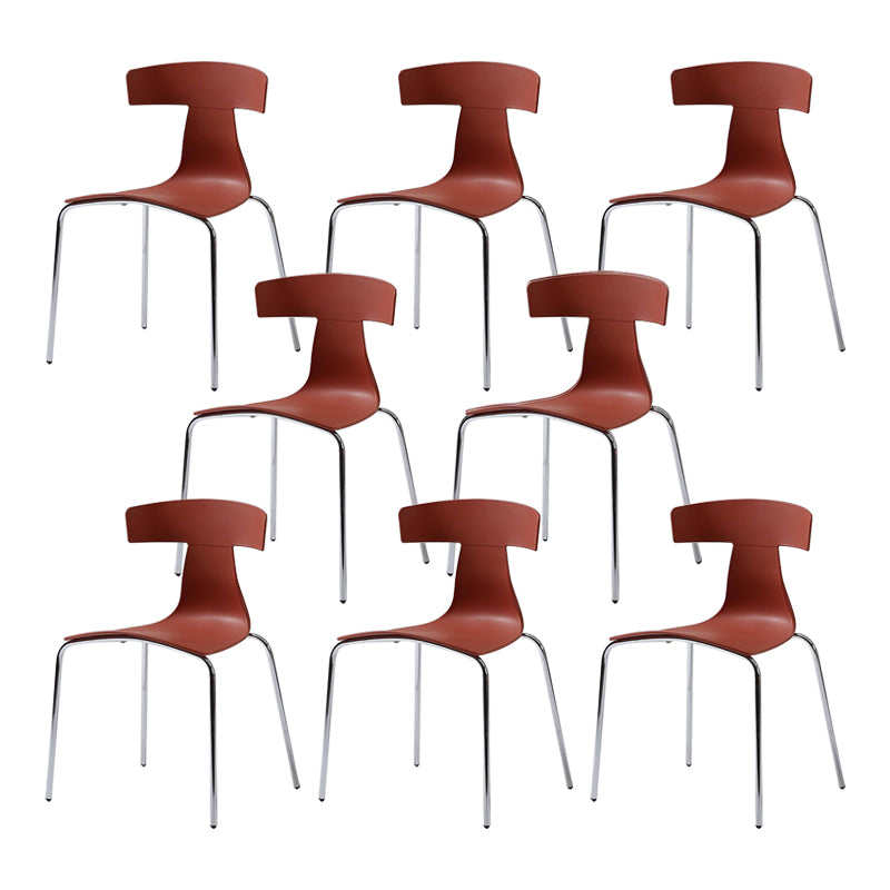 Contemporary Style Metal Chair Set Slat Back Side Kitchen Dining Chair