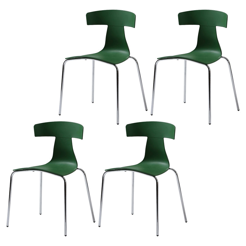 Contemporary Style Metal Chair Set Slat Back Side Kitchen Dining Chair