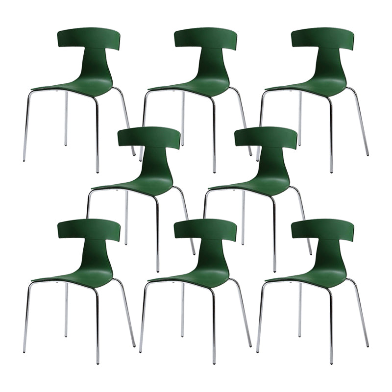 Contemporary Style Metal Chair Set Slat Back Side Kitchen Dining Chair