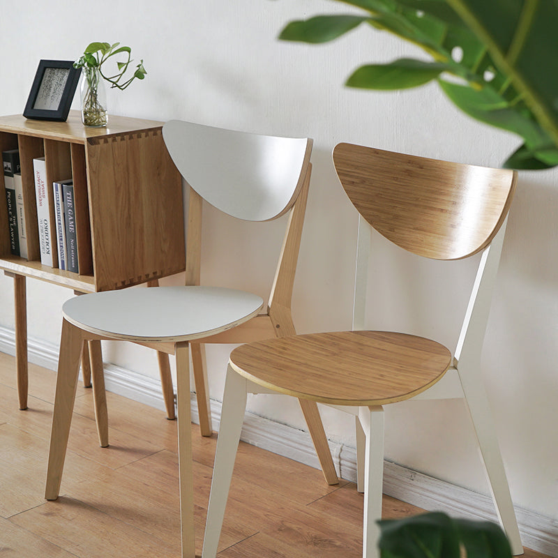 Open Back Armless Dining Chairs Stackable Side Dining Chairs with Wood Legs