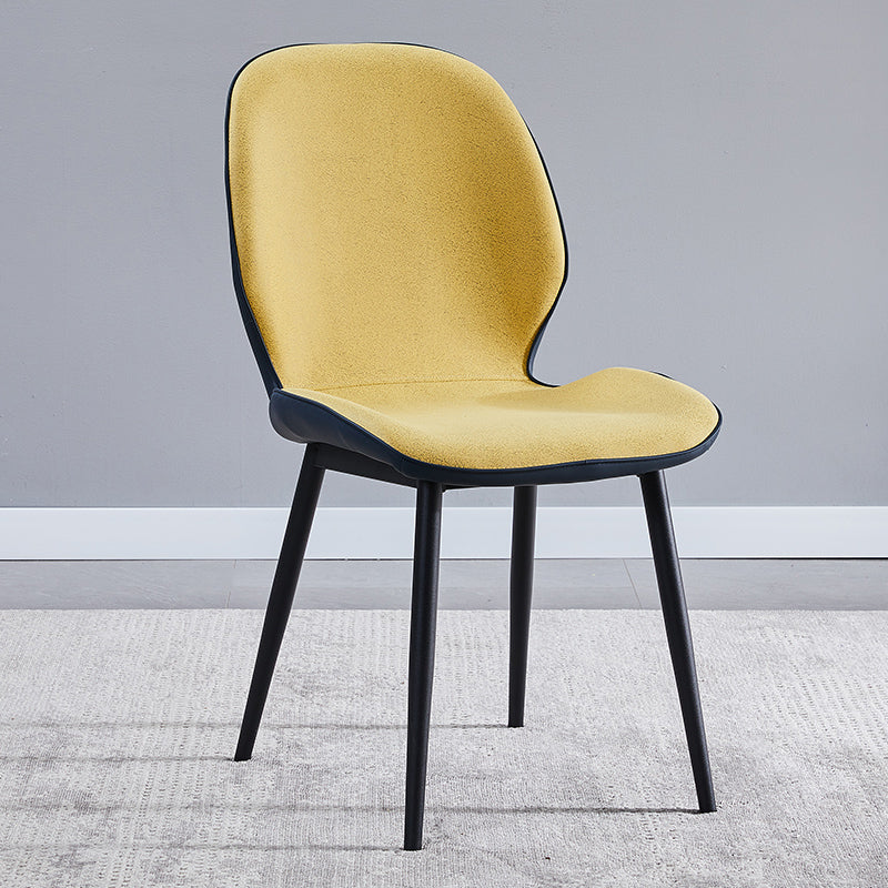 Home Scandinavian Side Chair Upholstered Solid Back Metal Dining Room Chair