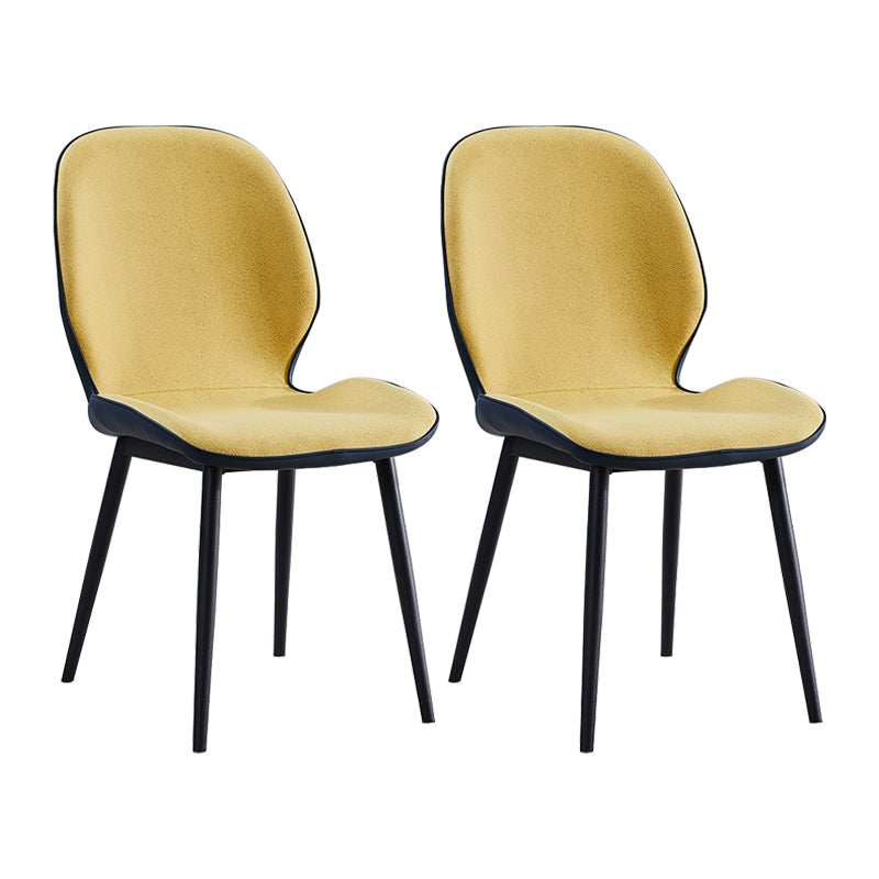 Home Scandinavian Side Chair Upholstered Solid Back Metal Dining Room Chair