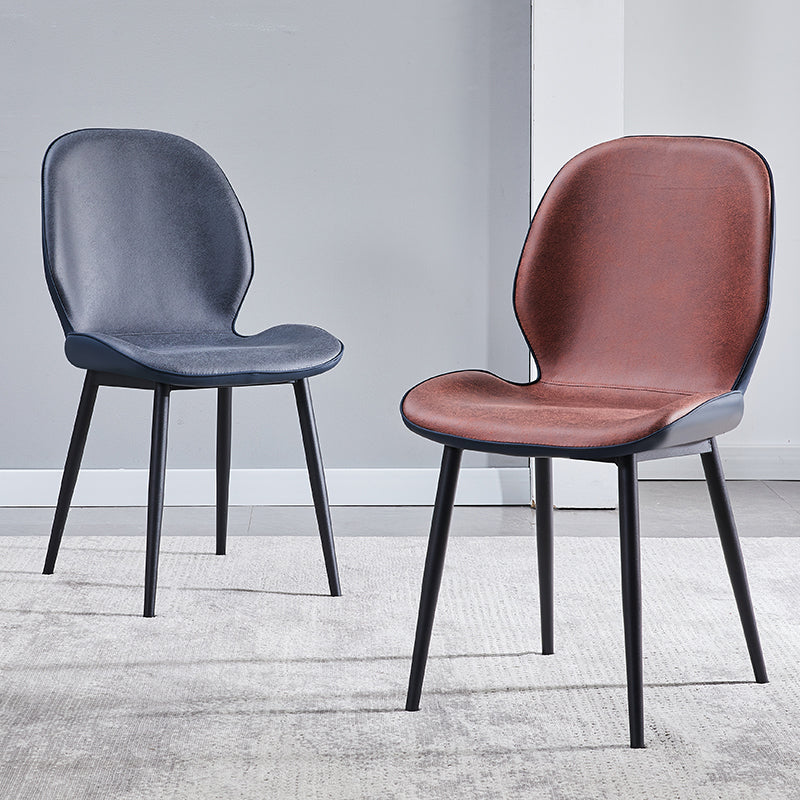 Home Scandinavian Side Chair Upholstered Solid Back Metal Dining Room Chair