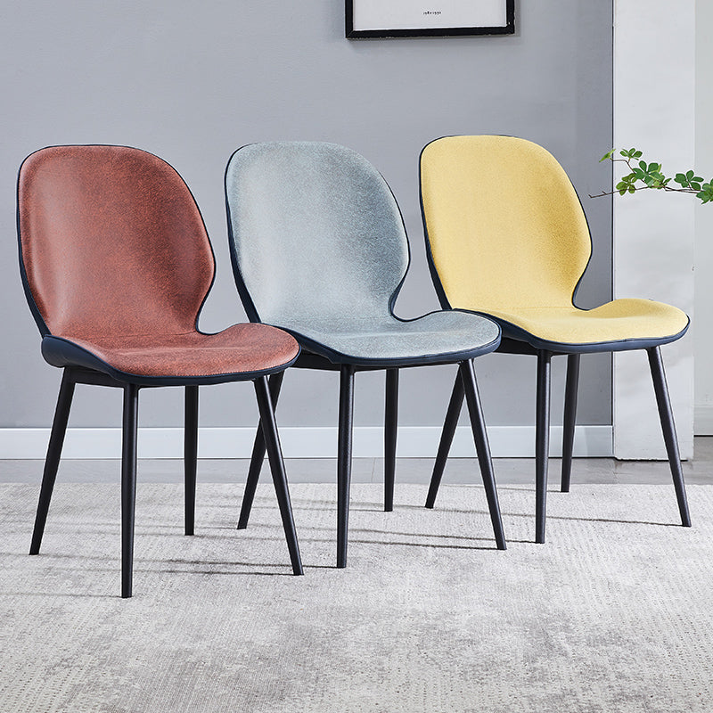 Home Scandinavian Side Chair Upholstered Solid Back Metal Dining Room Chair