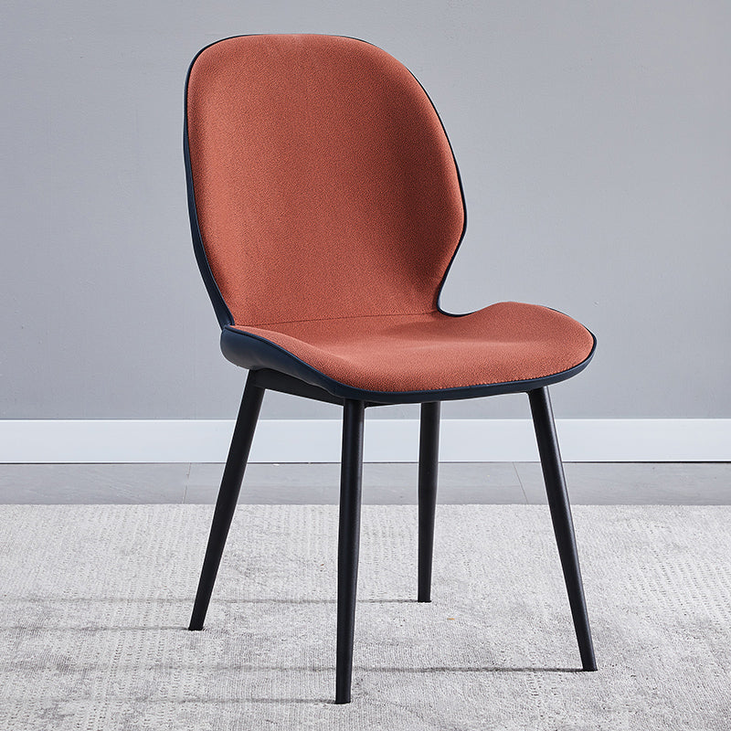 Home Scandinavian Side Chair Upholstered Solid Back Metal Dining Room Chair