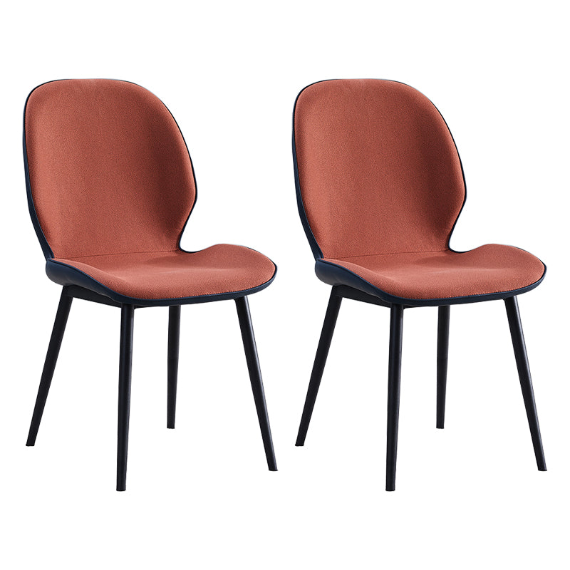 Home Scandinavian Side Chair Upholstered Solid Back Metal Dining Room Chair