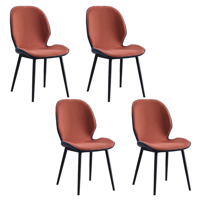 Home Scandinavian Side Chair Upholstered Solid Back Metal Dining Room Chair