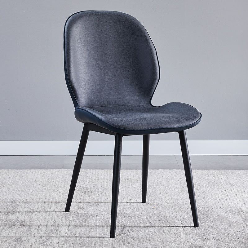 Home Scandinavian Side Chair Upholstered Solid Back Metal Dining Room Chair