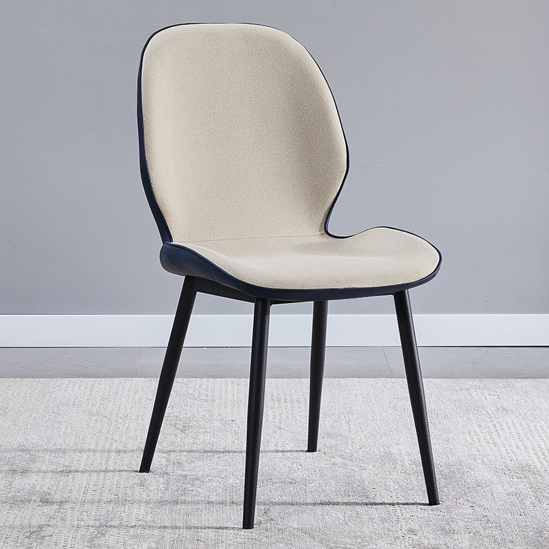 Home Scandinavian Side Chair Upholstered Solid Back Metal Dining Room Chair