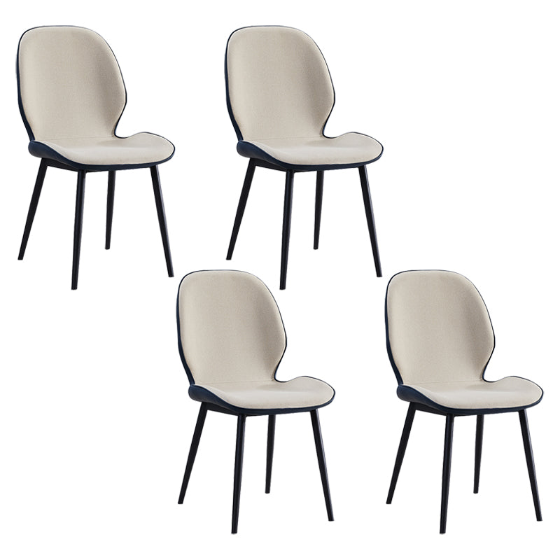 Home Scandinavian Side Chair Upholstered Solid Back Metal Dining Room Chair
