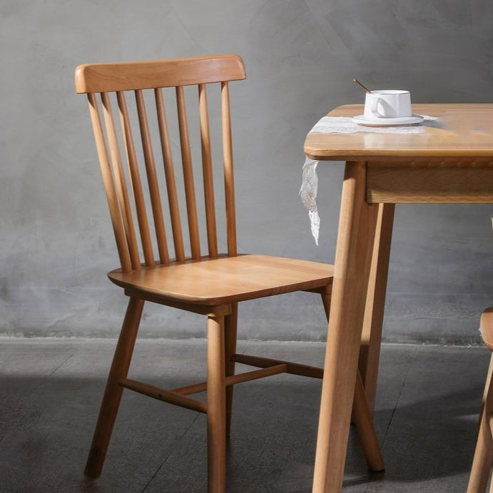 Chaises de salle à manger sans bras de style rustique, chaise latérale à dossier à lattes en hêtre avec pieds en bois