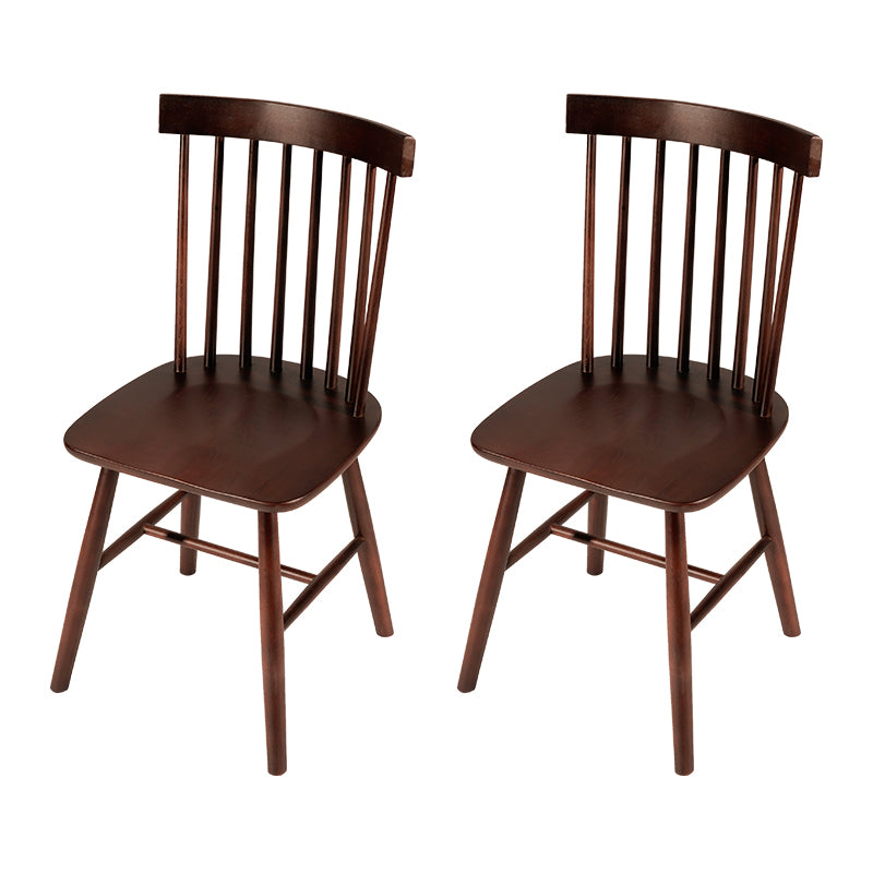 Rustic Style Armless Dining Chairs Beech Slat Back Side Chair with Wood Legs