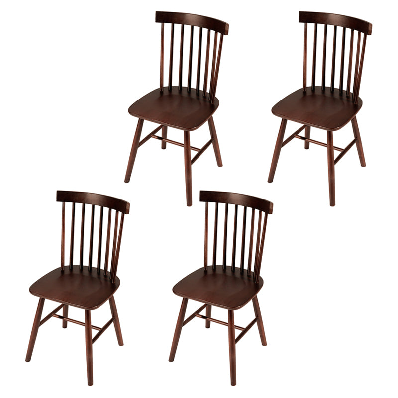 Rustic Style Armless Dining Chairs Beech Slat Back Side Chair with Wood Legs