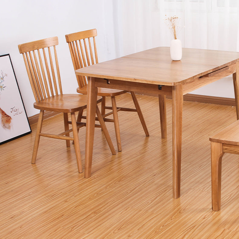 Rustic Style Armless Dining Chairs Beech Slat Back Side Chair with Wood Legs