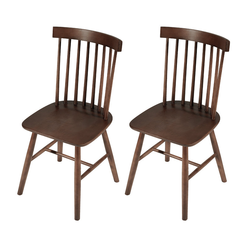 Rustic Style Armless Dining Chairs Beech Slat Back Side Chair with Wood Legs