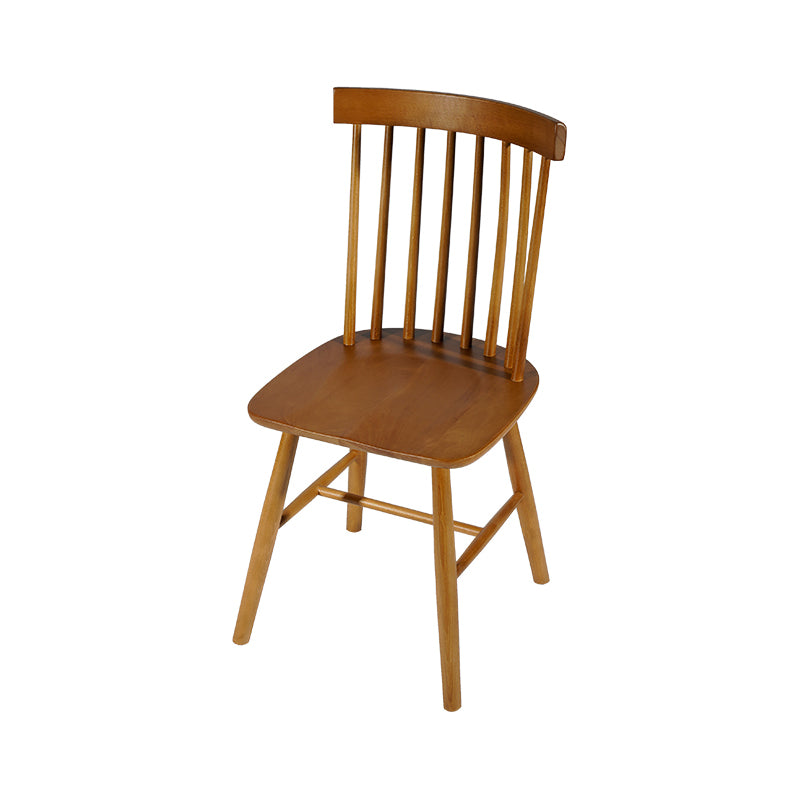 Rustic Style Armless Dining Chairs Beech Slat Back Side Chair with Wood Legs