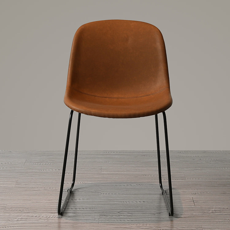 Modern Metal Dining Room Chairs PU Leather Dining Armless Chairs for Home Use