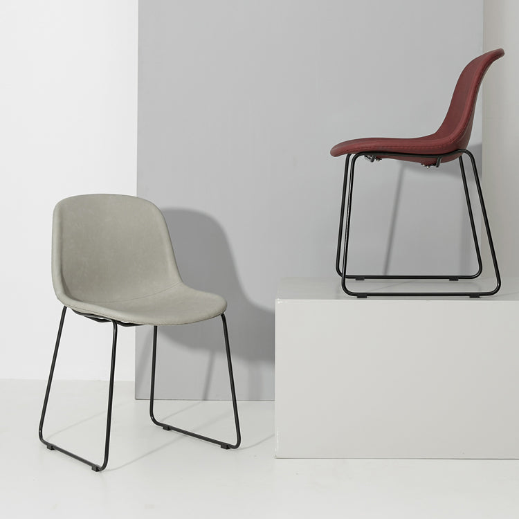 Modern Metal Dining Room Chairs PU Leather Dining Armless Chairs for Home Use