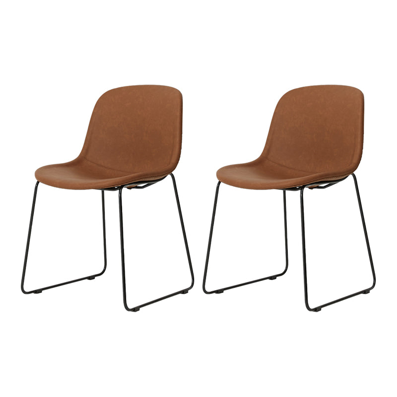 Modern Metal Dining Room Chairs PU Leather Dining Armless Chairs for Home Use