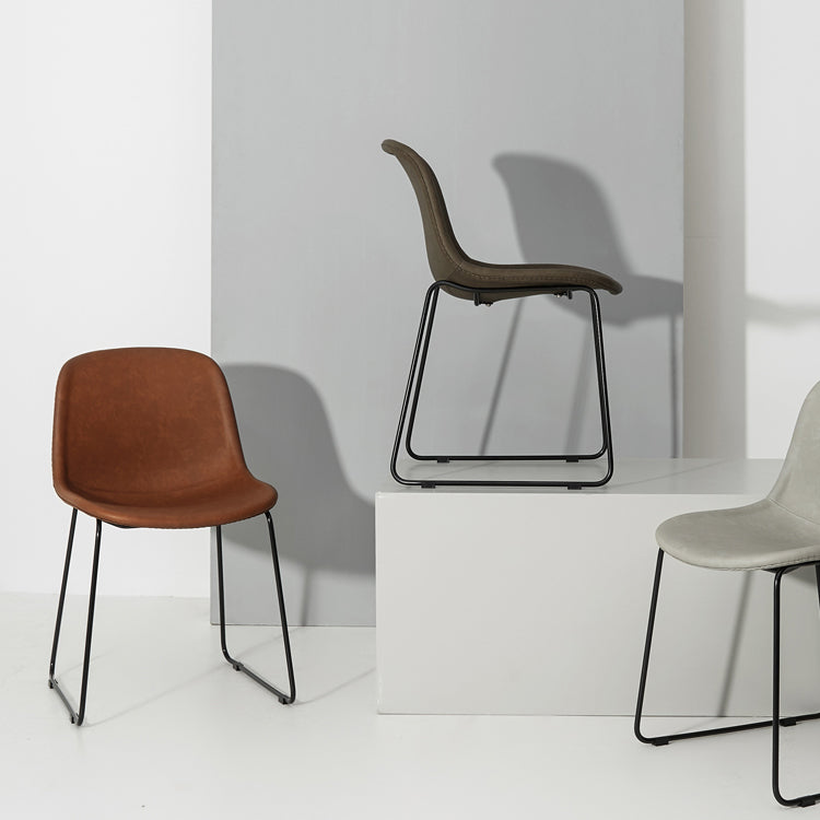 Modern Metal Dining Room Chairs PU Leather Dining Armless Chairs for Home Use