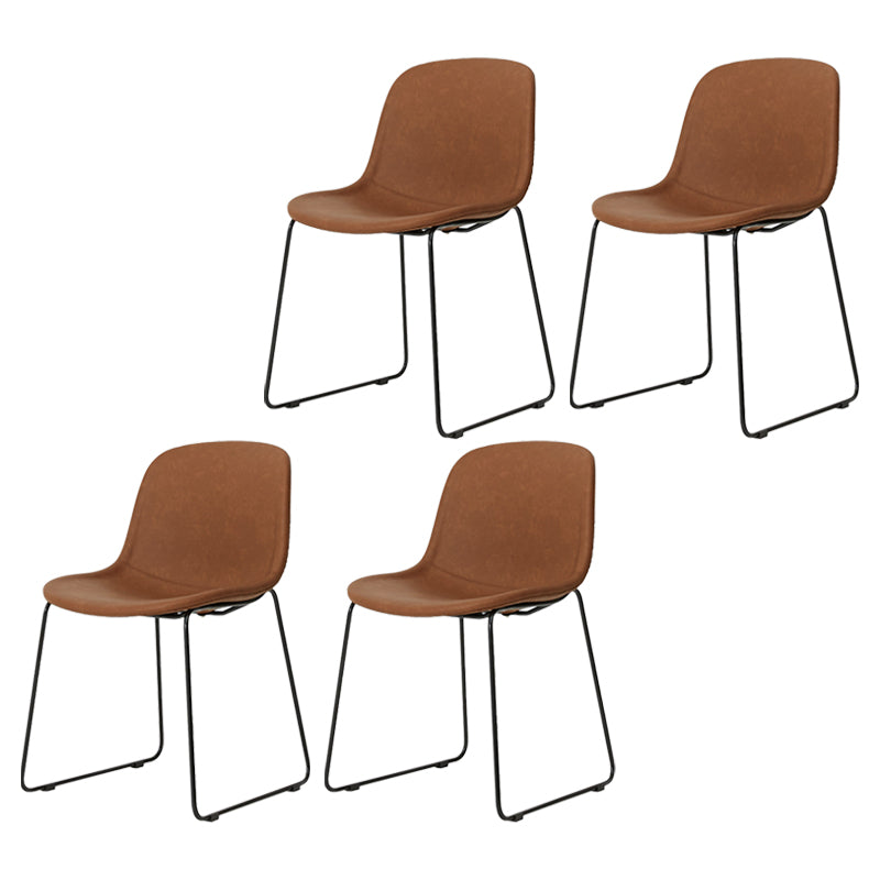 Modern Metal Dining Room Chairs PU Leather Dining Armless Chairs for Home Use