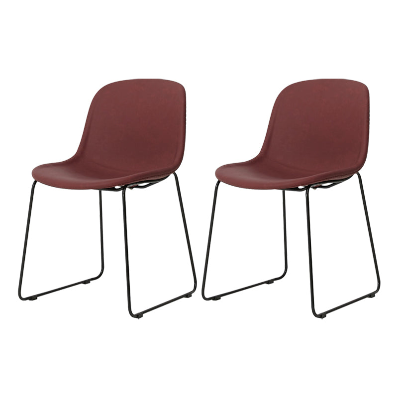 Modern Metal Dining Room Chairs PU Leather Dining Armless Chairs for Home Use