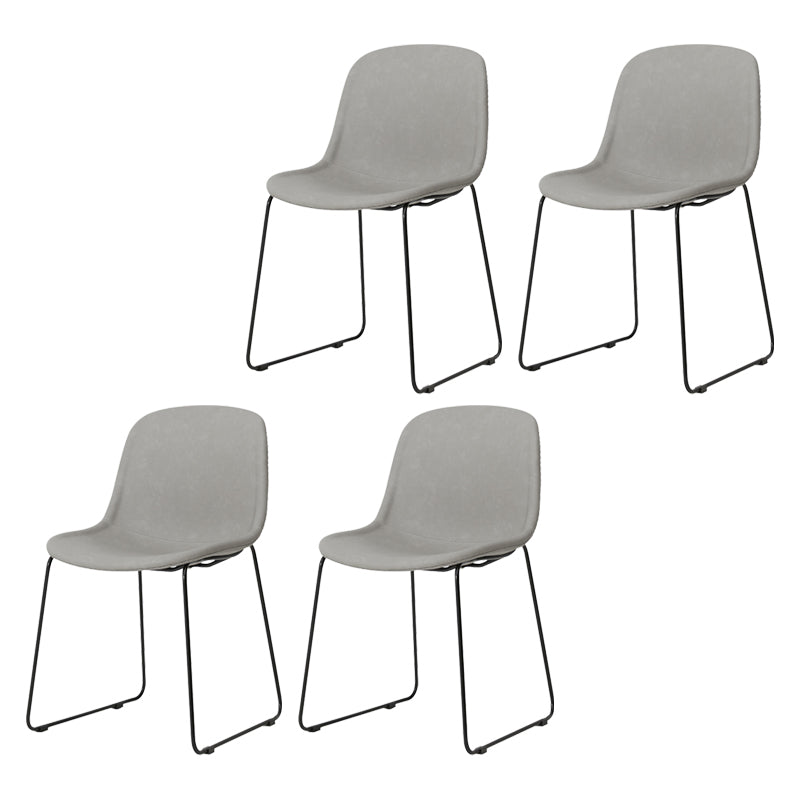 Modern Metal Dining Room Chairs PU Leather Dining Armless Chairs for Home Use