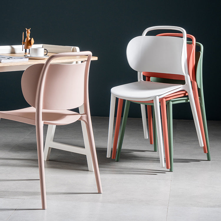Contemporary Plastic Dining Armless Chair Open Back Dining Side Chair for Kitchen