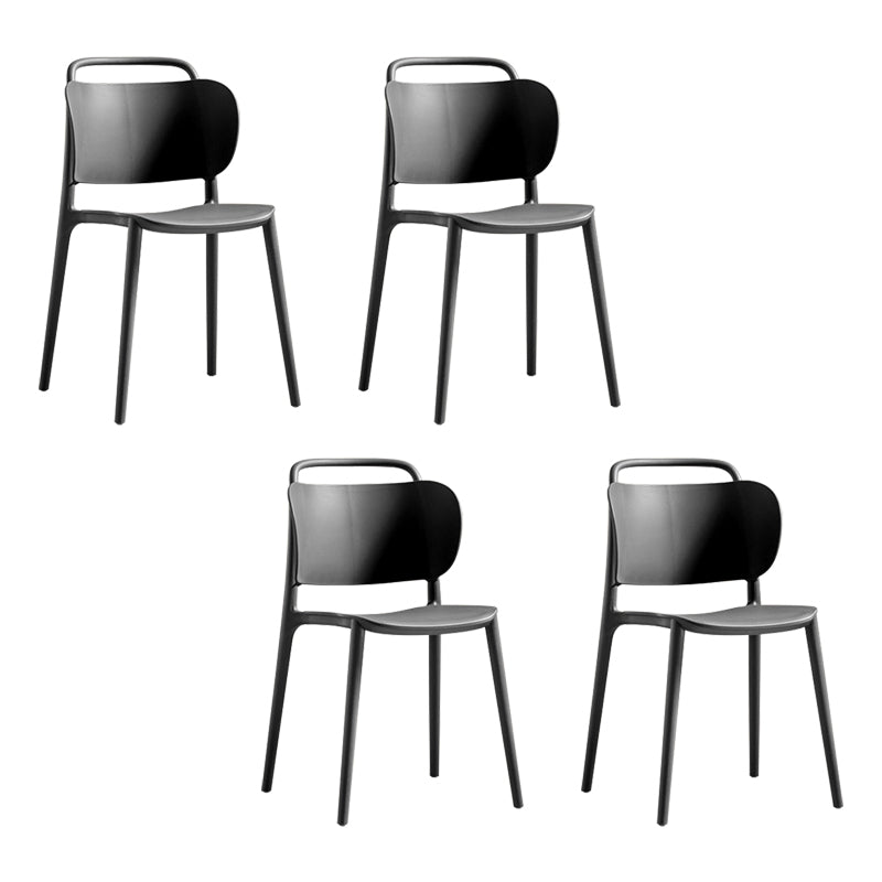 Contemporary Plastic Dining Armless Chair Open Back Dining Side Chair for Kitchen