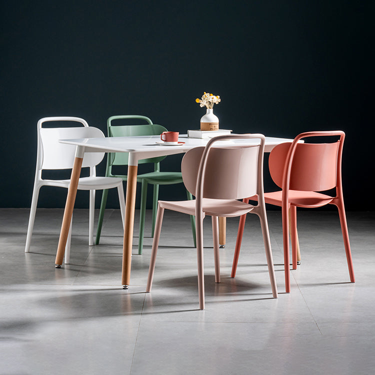Contemporary Plastic Dining Armless Chair Open Back Dining Side Chair for Kitchen